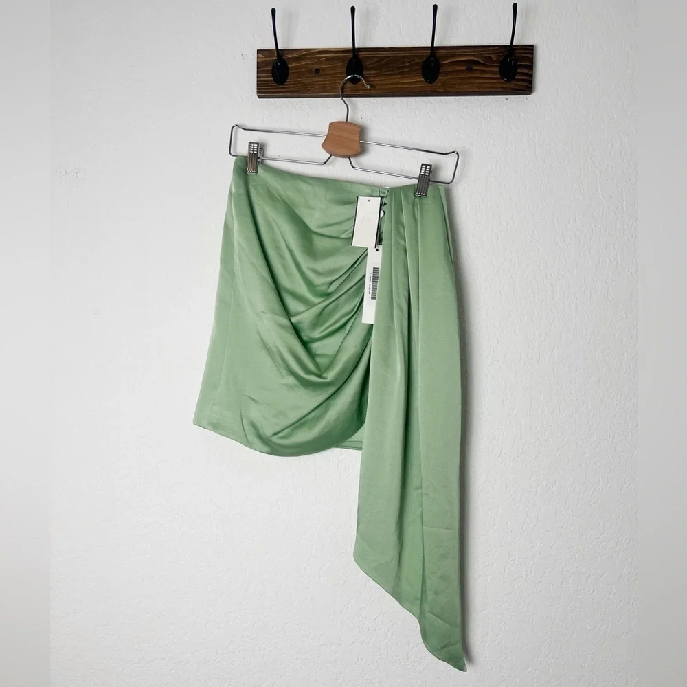 Jonathan Simkhai Mae asymmetric-hem satin mini skirt - Picture 2 of 8